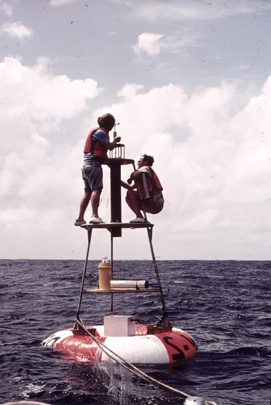 Making final adjustments to instruments on buoy