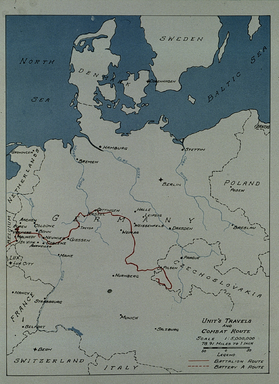 Route of 17th Field Artillery Observation Battalion through Belgium and Germany