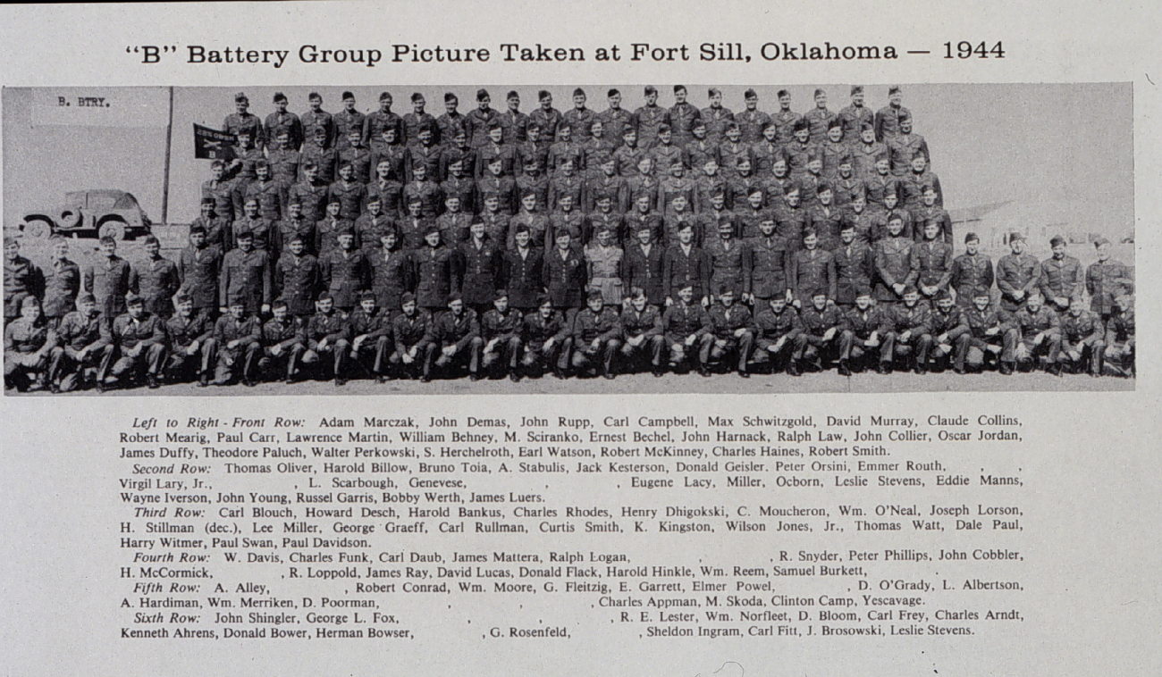 Group photograph of ill-fated Battery B of the 285th FAOB