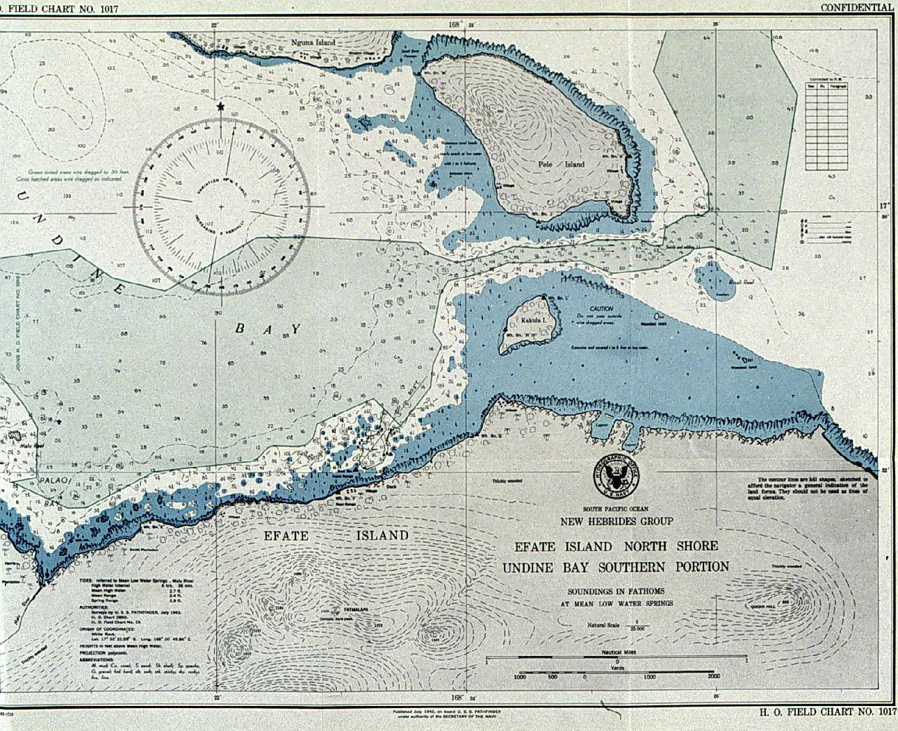 Chart of Efate Island produced on board the PATHFINDER