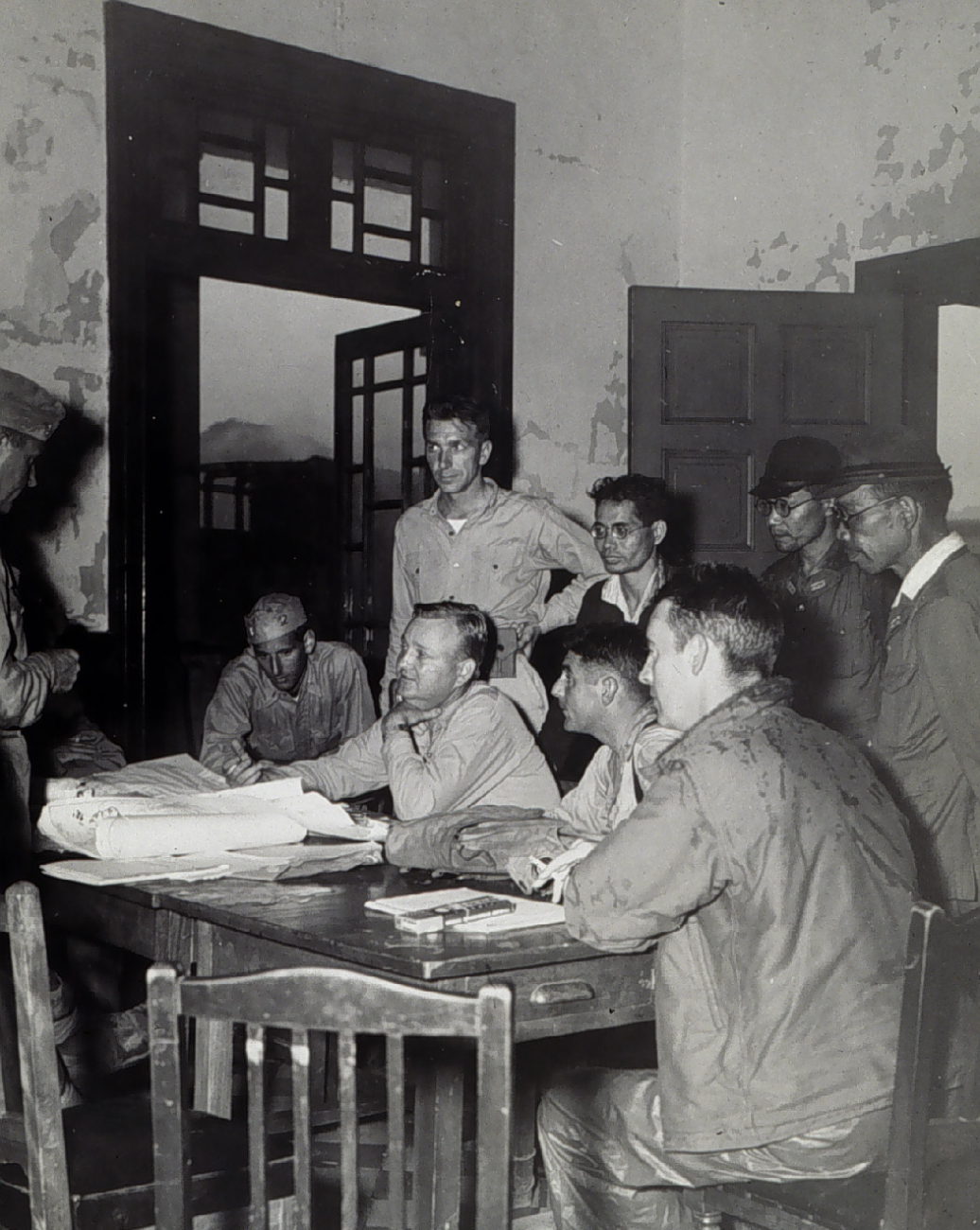 Norman Porter at Sasebo, Japan, with port authorities