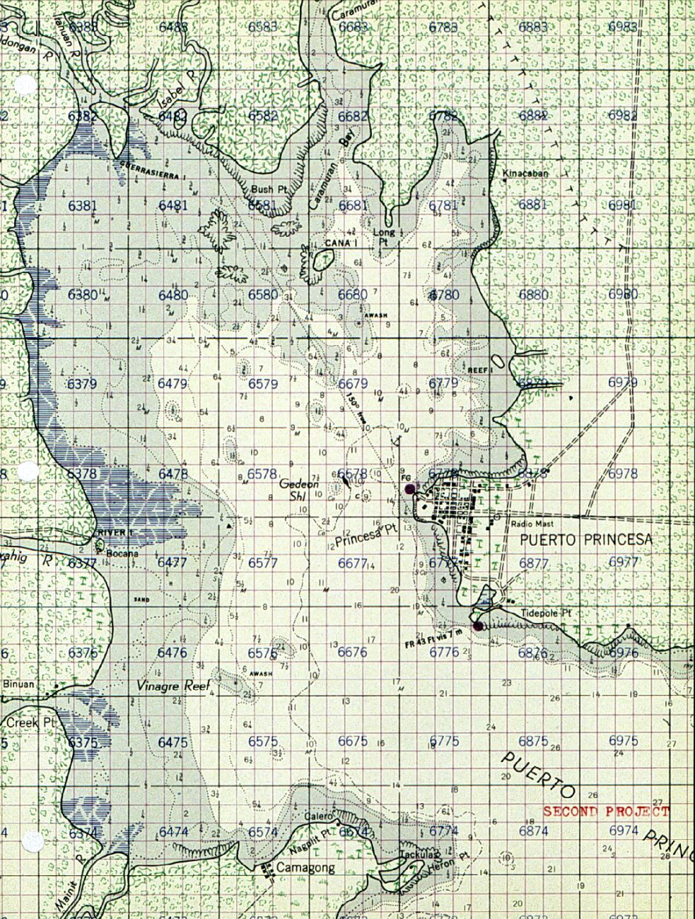C&GS; Puerto Princesa, Philippines chart with military grid