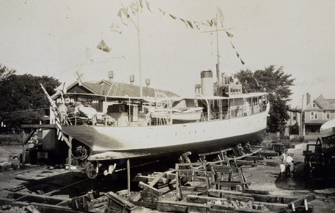 Coast and Geodetic Survey Ship NATOMA in shipyard dressed for the 4th of July