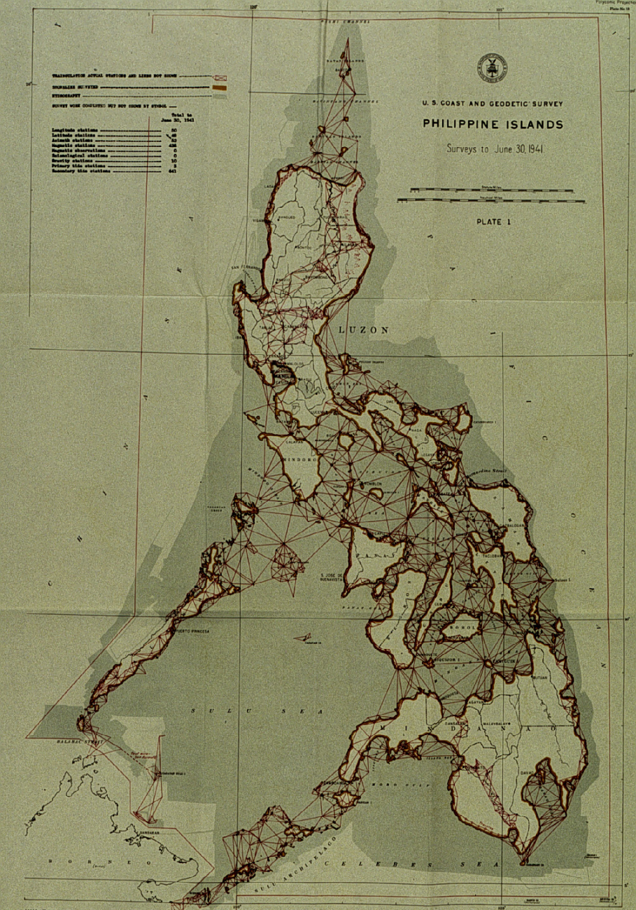 Triangulation diagram showing near completion of triangulation of Philippines