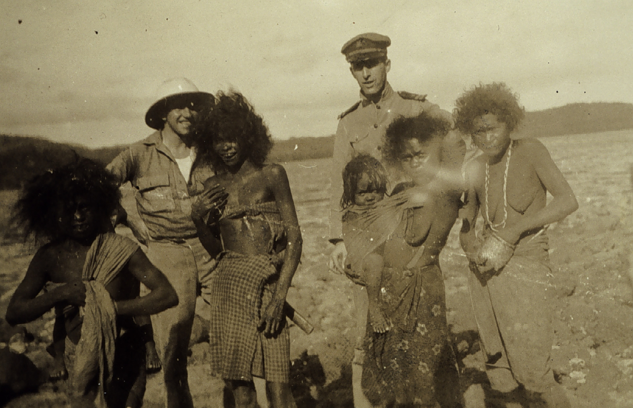 Robert Studds and Francis Gallen with native women in the bush