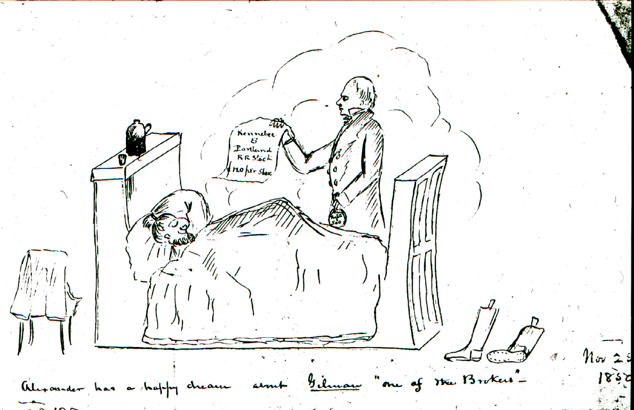 Cartoon by Alexander Wadsworth Longfellow, brother of Henry Wadsworth Longfellow