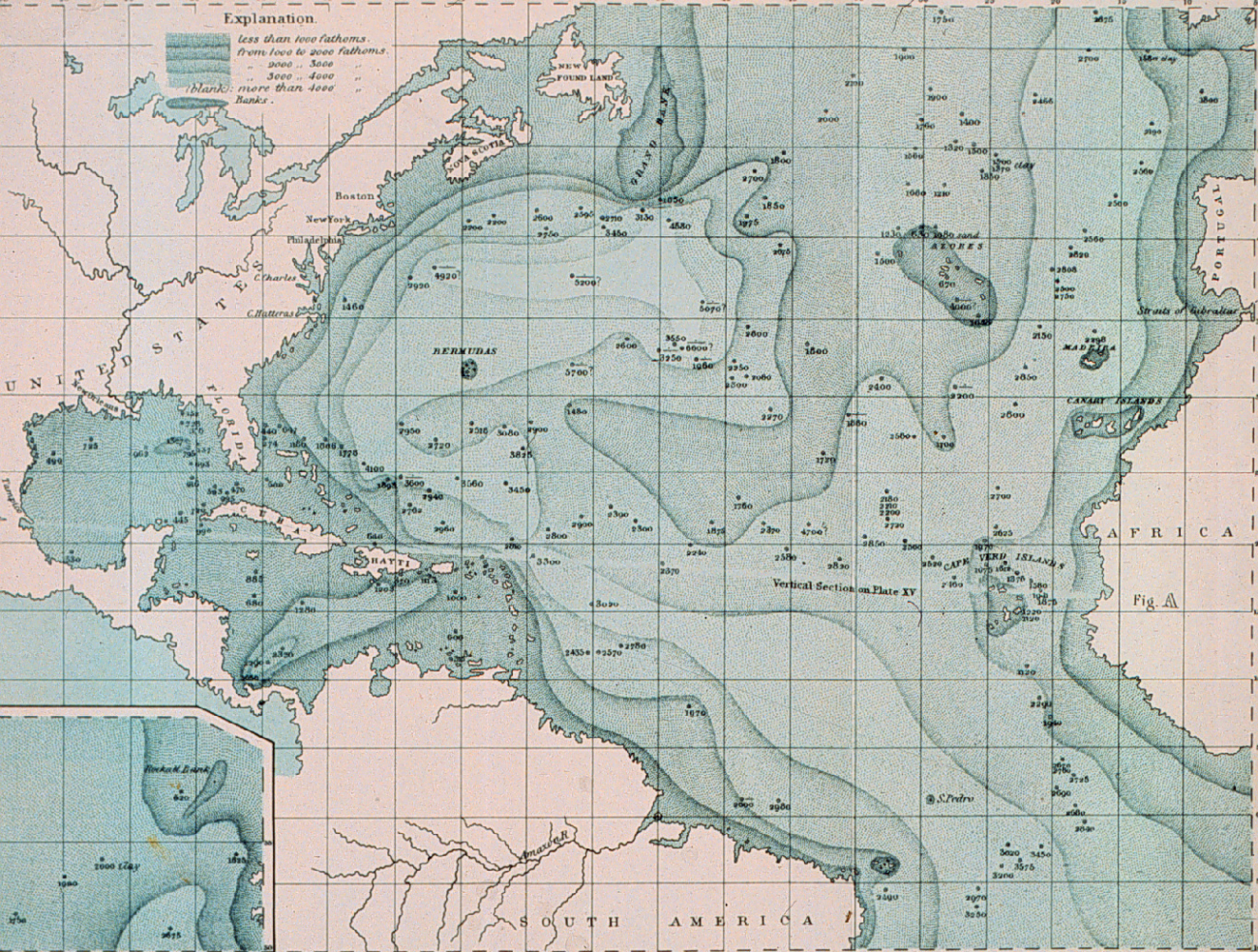 A second attempt at a  bathymetric map by Matthew Fontaine Maury