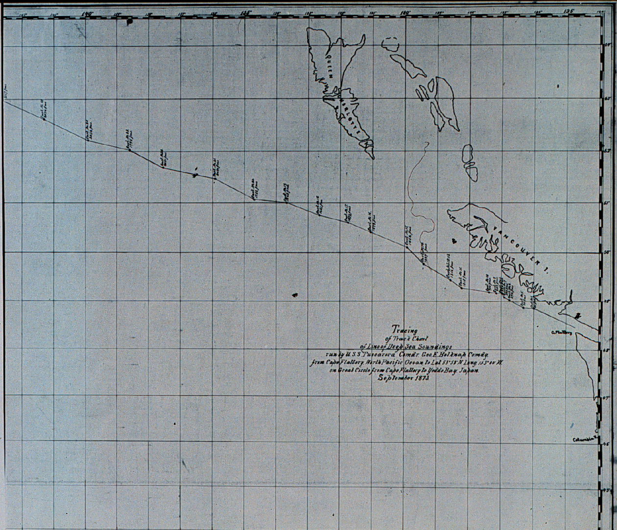  Track of USS TUSCARORA from Cape Flattery to Japan