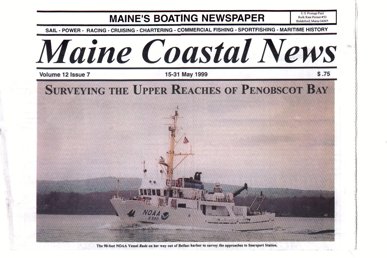 Article on NOAA Ship RUDE in upper reaches of Penobscot Bay, Maine