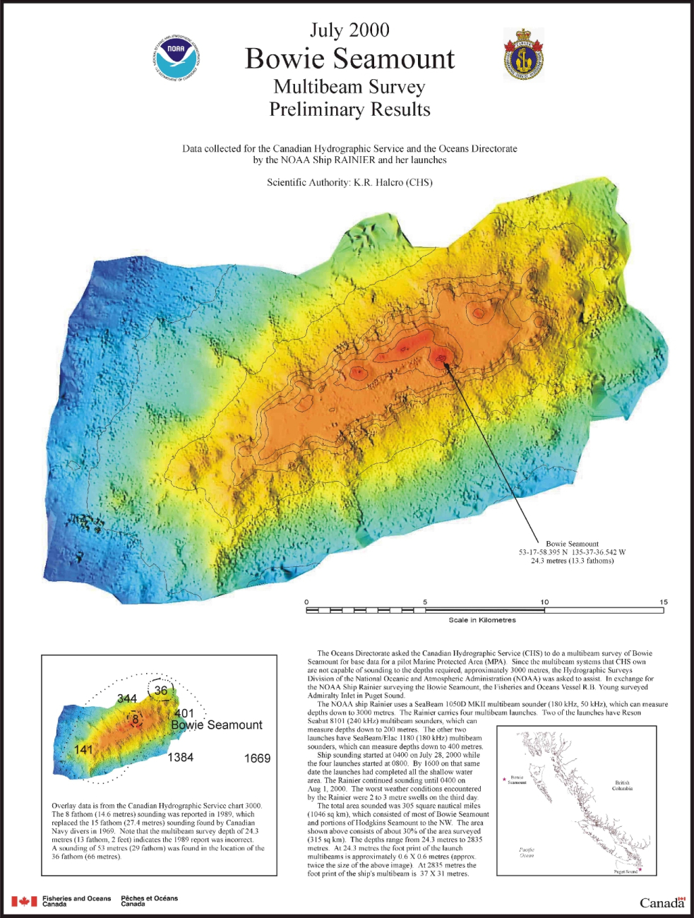 Multi-beam sounding map of Bowie Seamount in the NE Pacific Ocean off BritishColumbia