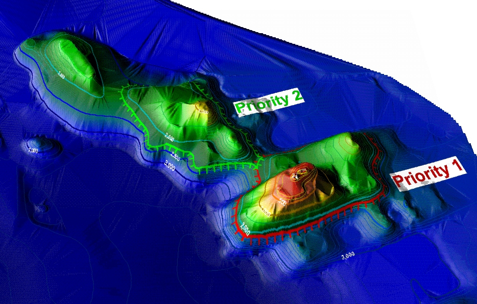 3-D single-beam sounding data of Bowie Seamount which was available prior to the survey data acquired in image theb4073