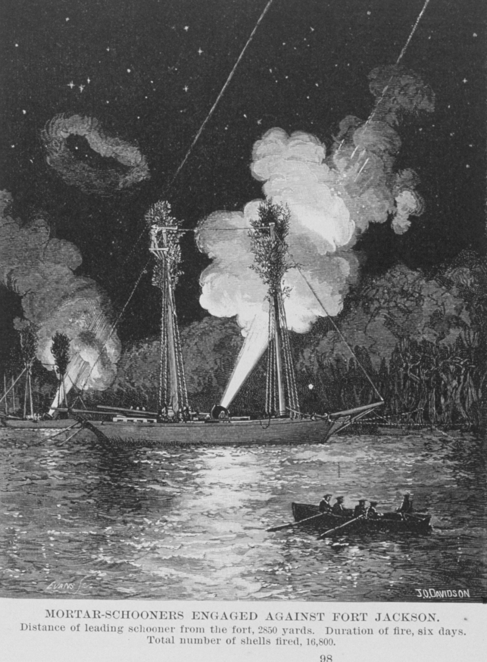 Mortar-schooners engaged against Fort Jackson