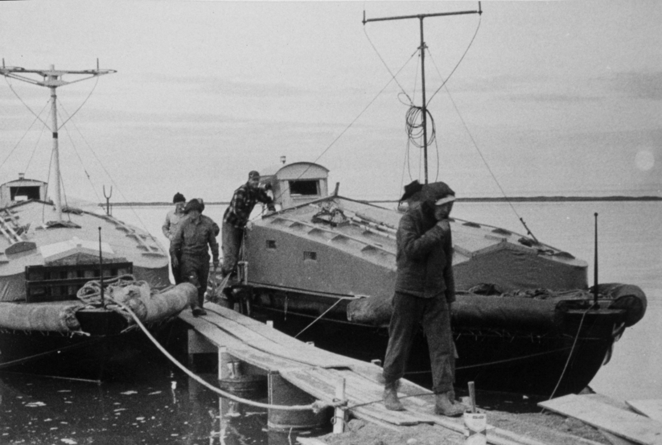 After the ice receded, these boats were used for hydrography in the Beaufort Sea