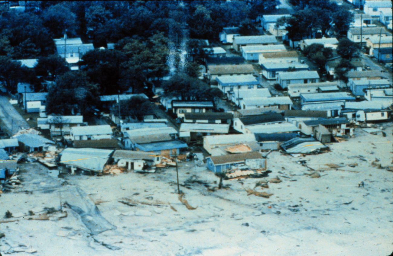 Damage to manufactured and mobile homes at Surfside Beach, South CarolinaAfter passage of Hurricane Hugo