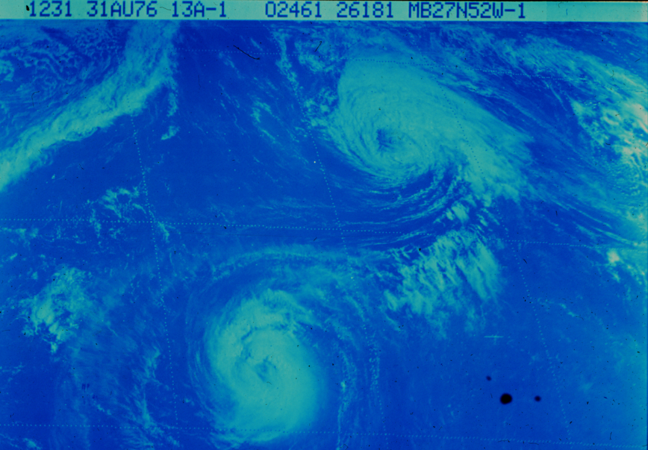 Hurricanes Emmy and Frances displaying Fujiwhara effect