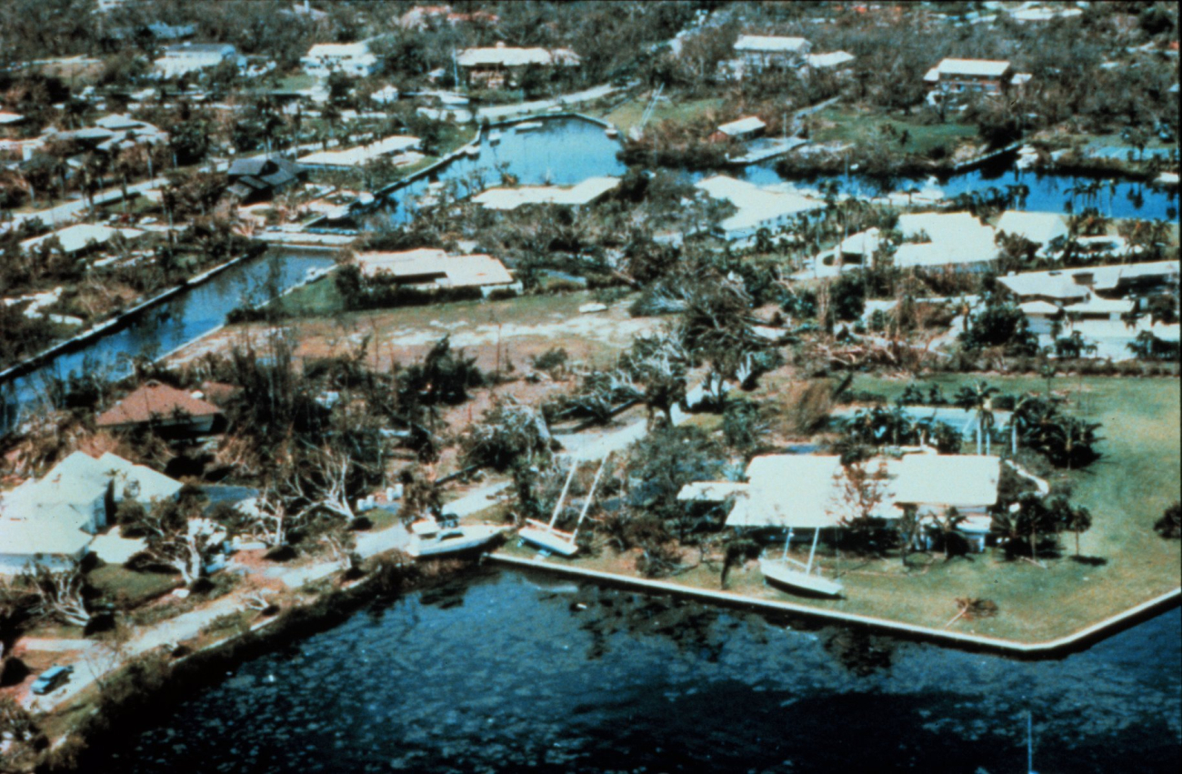 Hurricane Andrew - The marina Gables by the Sea after the storm surge