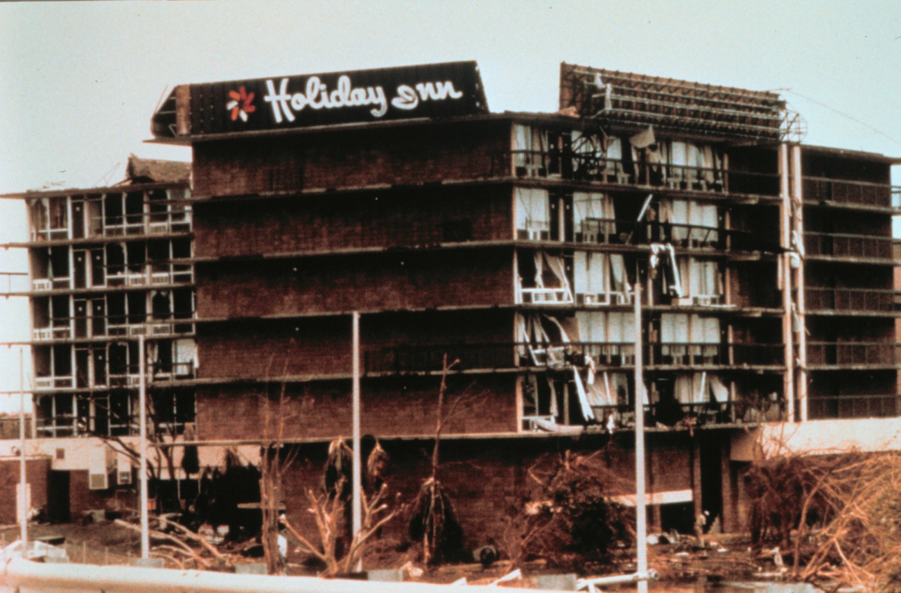 Hurricane Andrew - A large hotel at Cutler Ridge north of HomesteadThis hotel suffered extensive wind damage