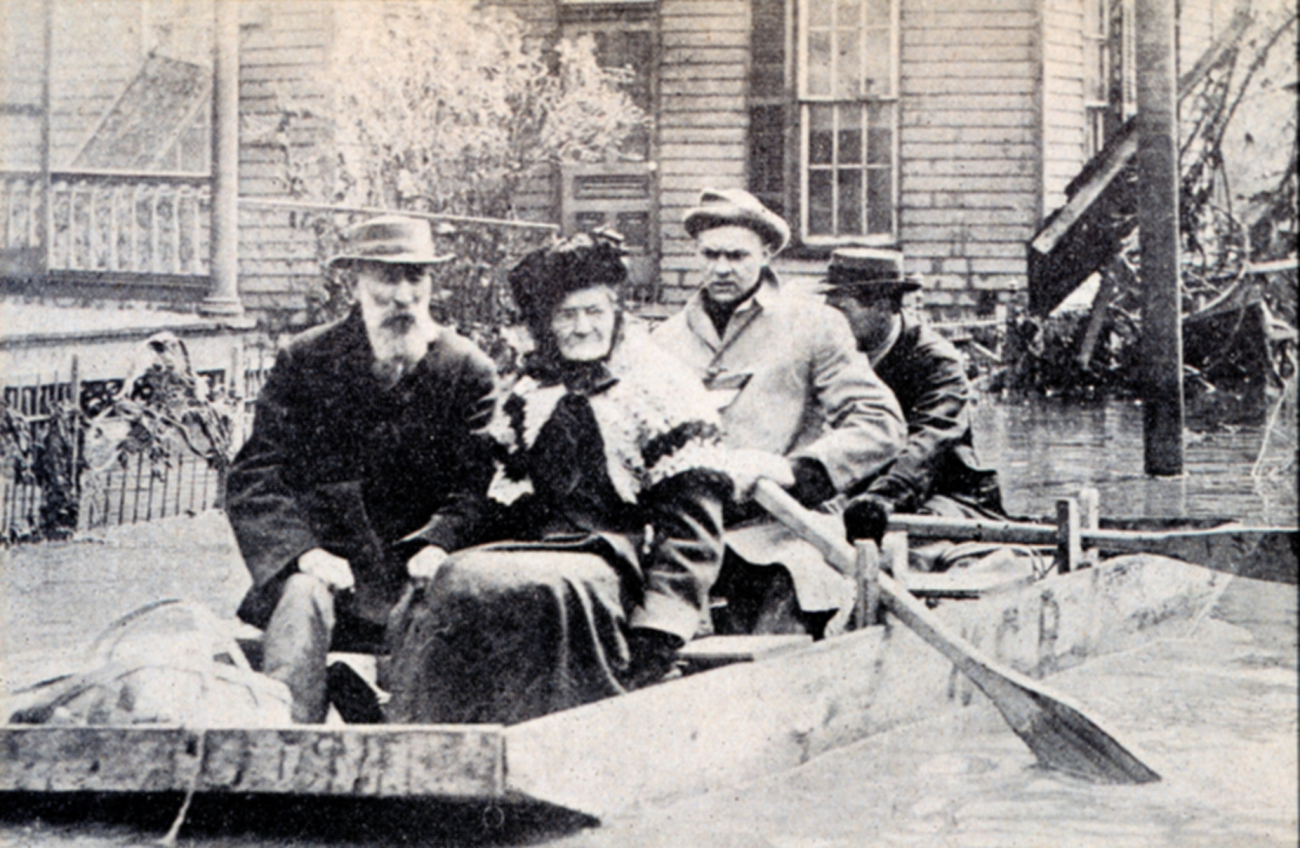Improvised row boats built by National Cash Register Company were of great valuein rescuing marooned residents of Dayton