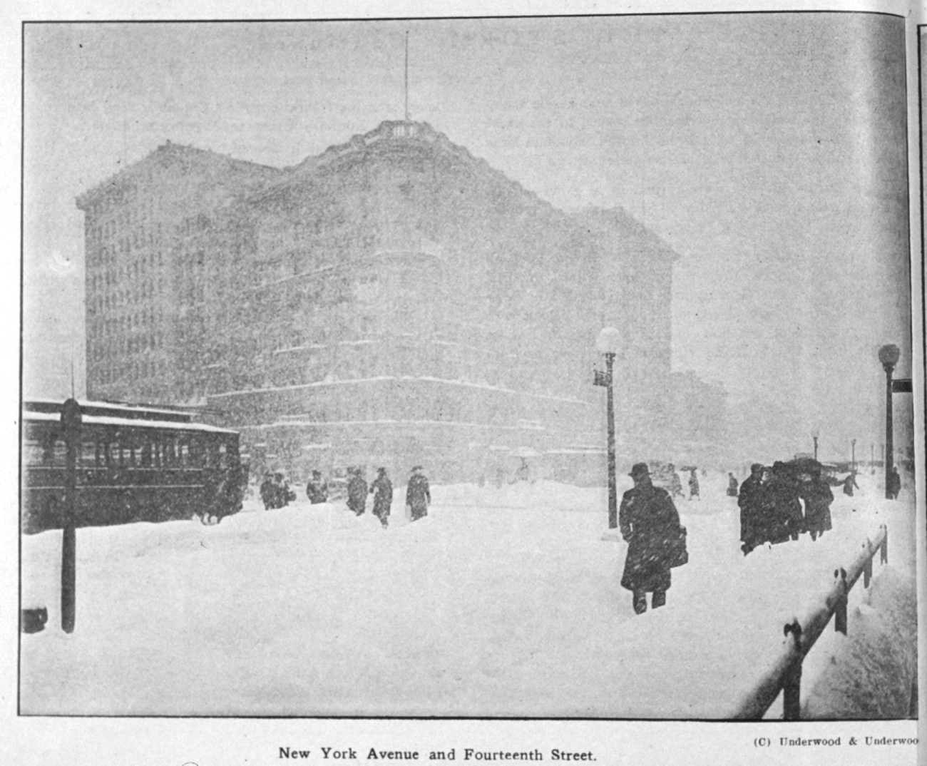 Walking through the snow on New York Avenue and Fourteenth Street during theKnickerbocker storm