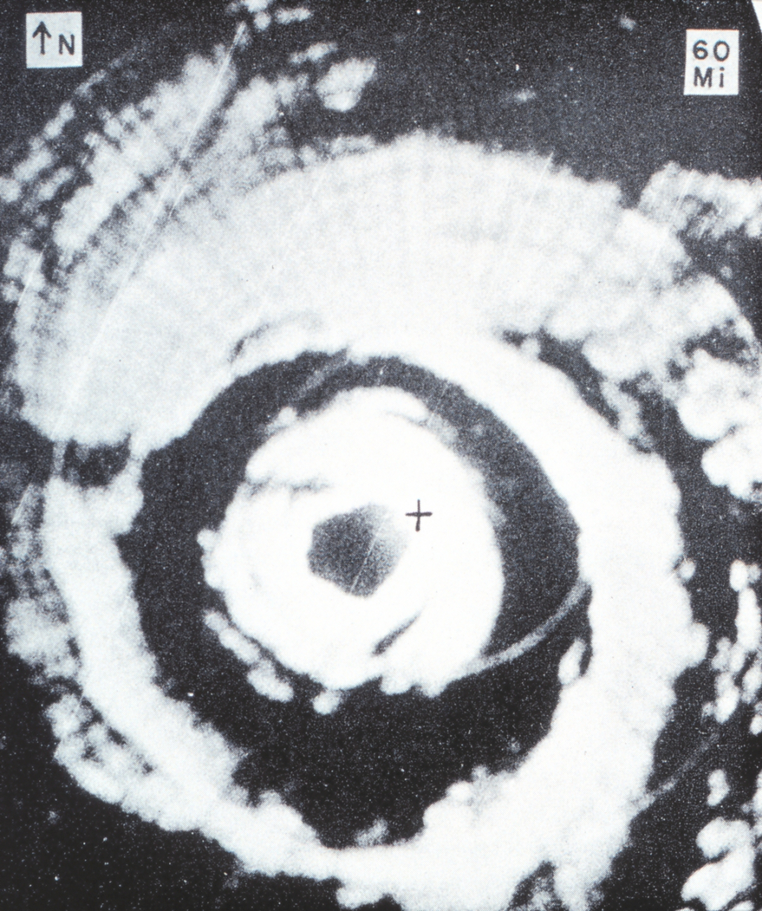 Aircraft APS-45 radar image of Hurricane Donna