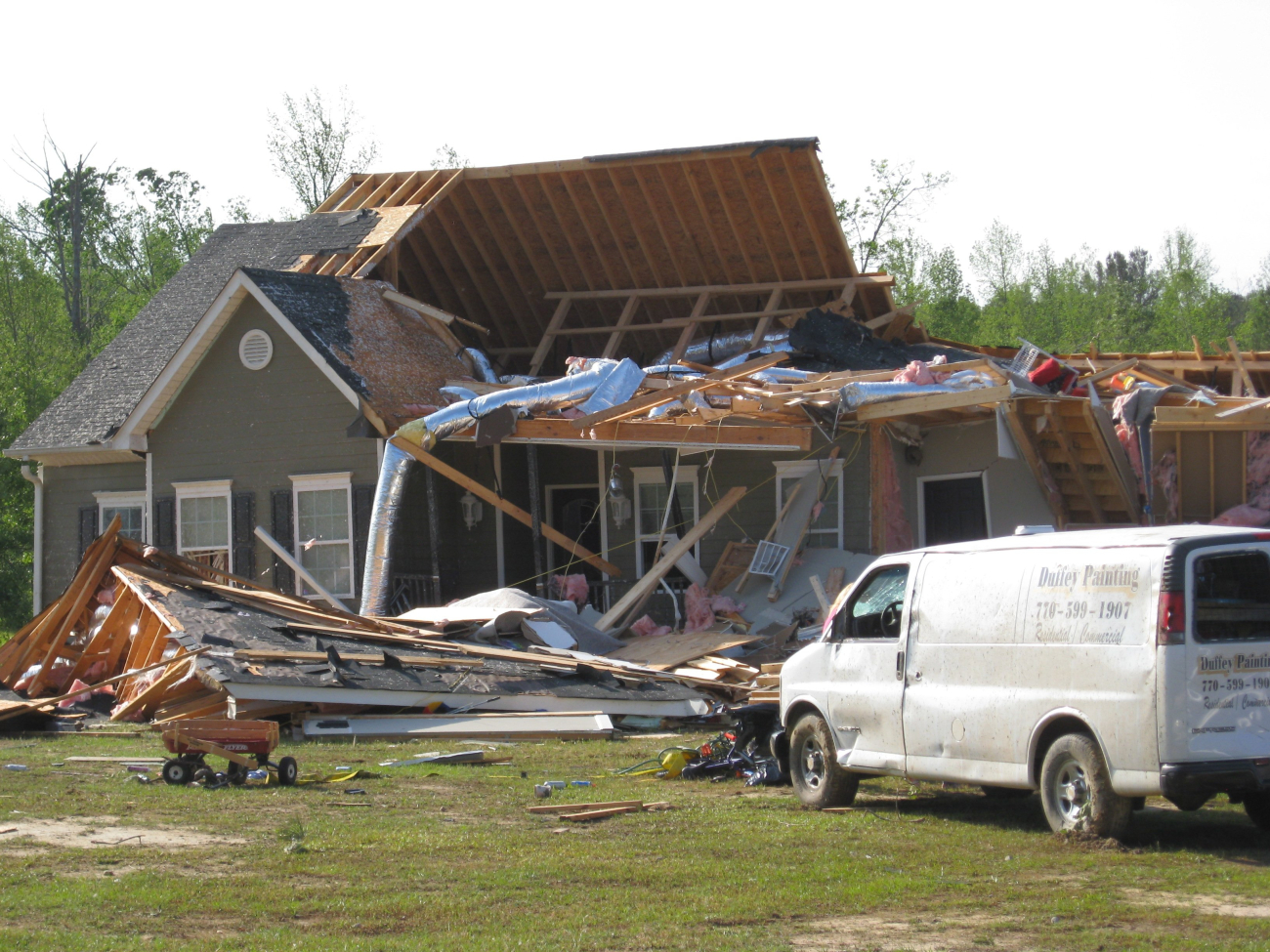 Damage to home in the Weldon Road area of Monroe County by an EF3 maximumstrength tornado that struck Pike, Lamar, Monroe, and Butts Counties