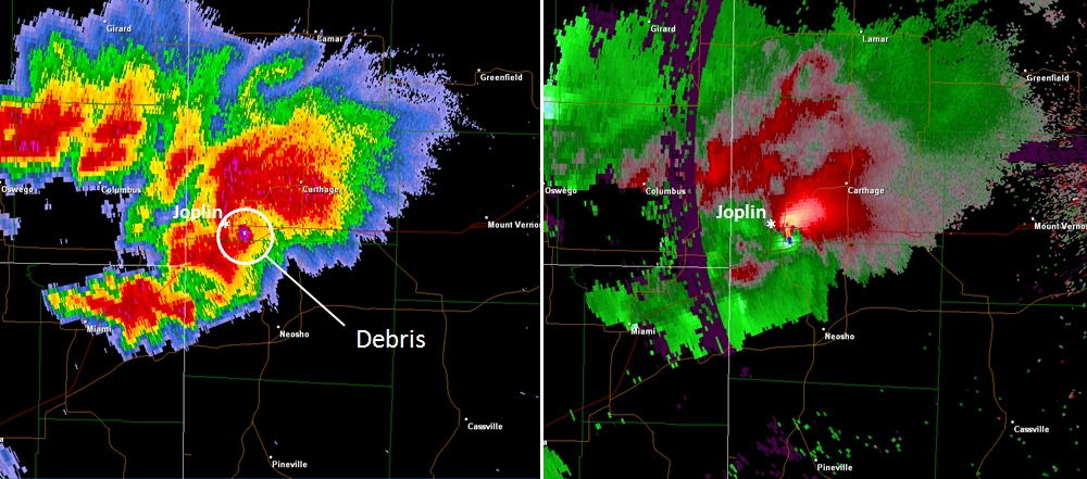 Doppler radar images of Joplin tornado