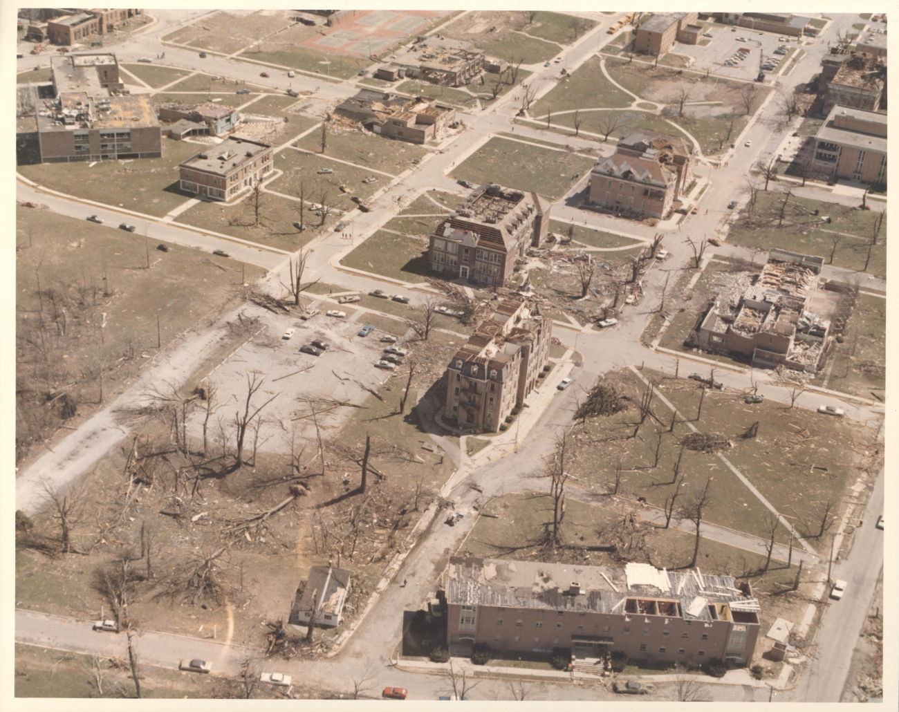 Central State University tornado damage from Super Tornado Outbreak of April 3, 1974