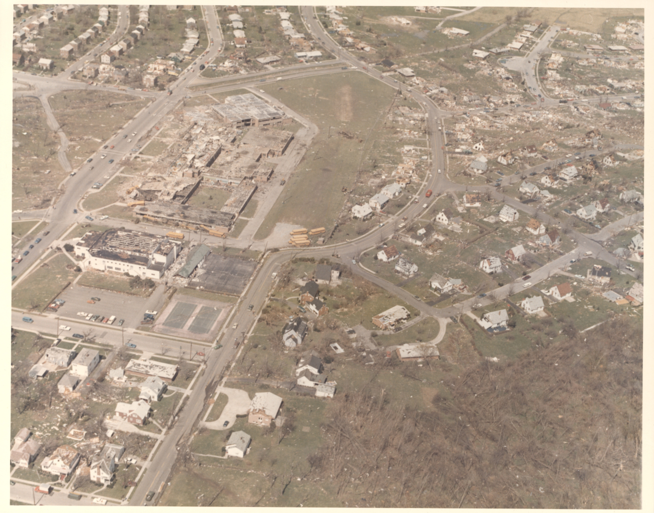 Central High School tornado damage from Super Tornado Outbreak of April 3, 1974