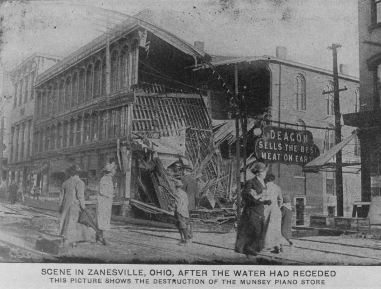 The Munsey piano store in Zanesville was destroyed by the flood