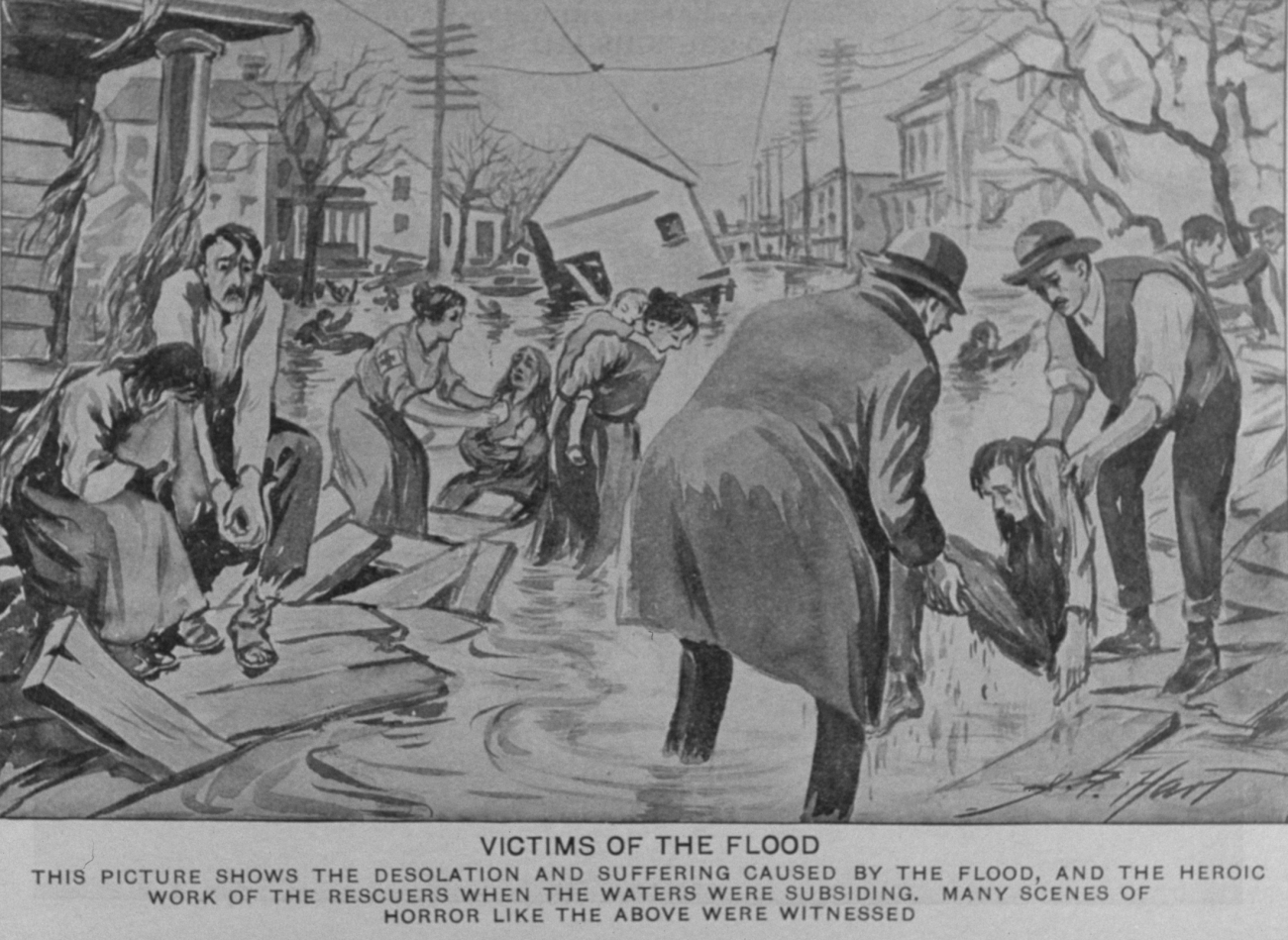 An artist's rendition of the suffering caused by the flooding