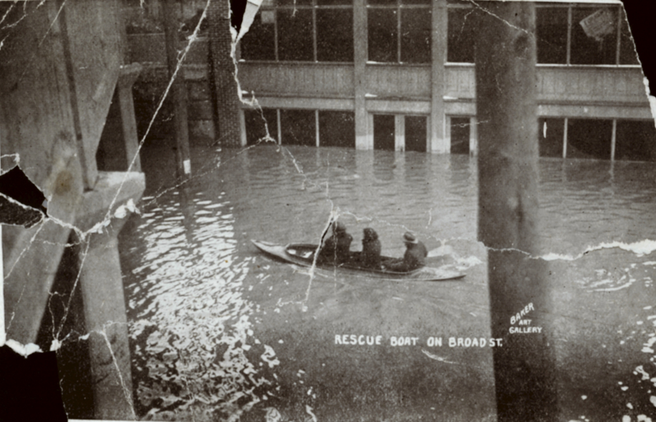 A rescue boat on Broad Street
