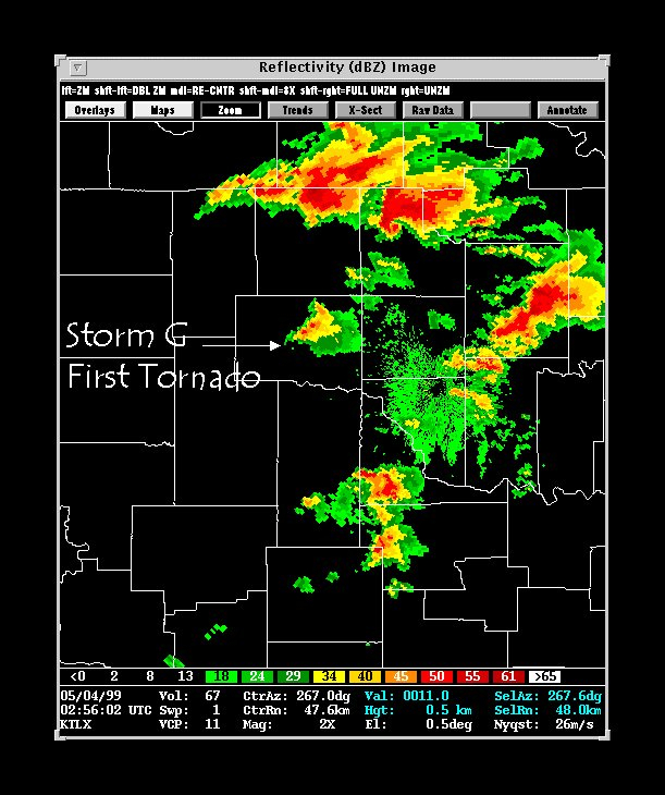 Tornadogenic storm  during great Oklahoma Tornado Outbreak of 1999