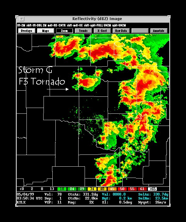 Tornadogenic storm formed during great Oklahoma Tornado Outbreak of 1999