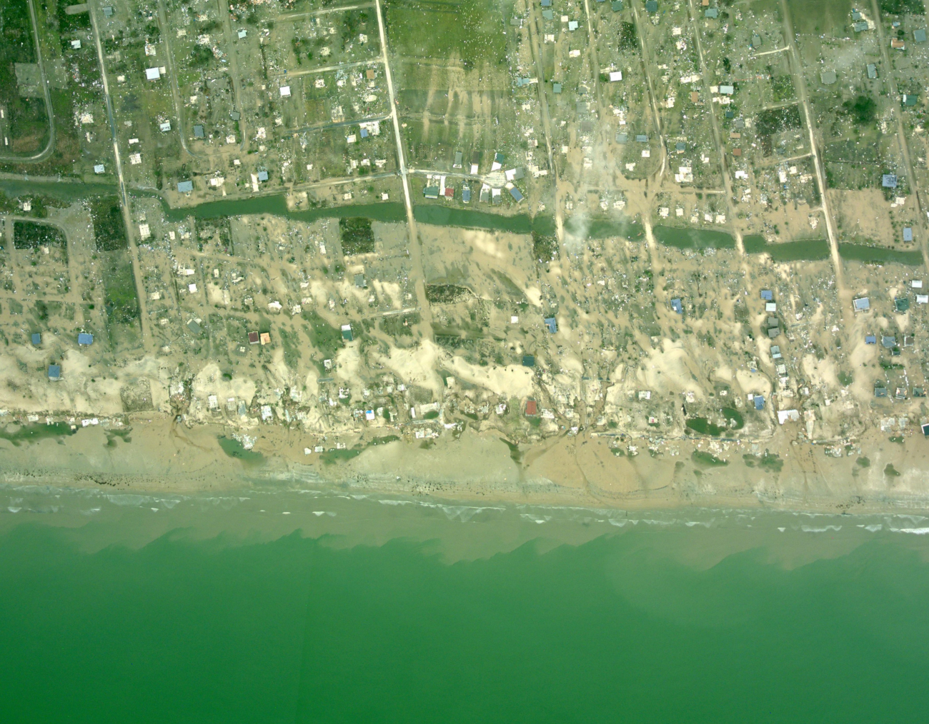 Aerial photograph geo-C25883793 of Texas coast following landfall of HurricaneIke