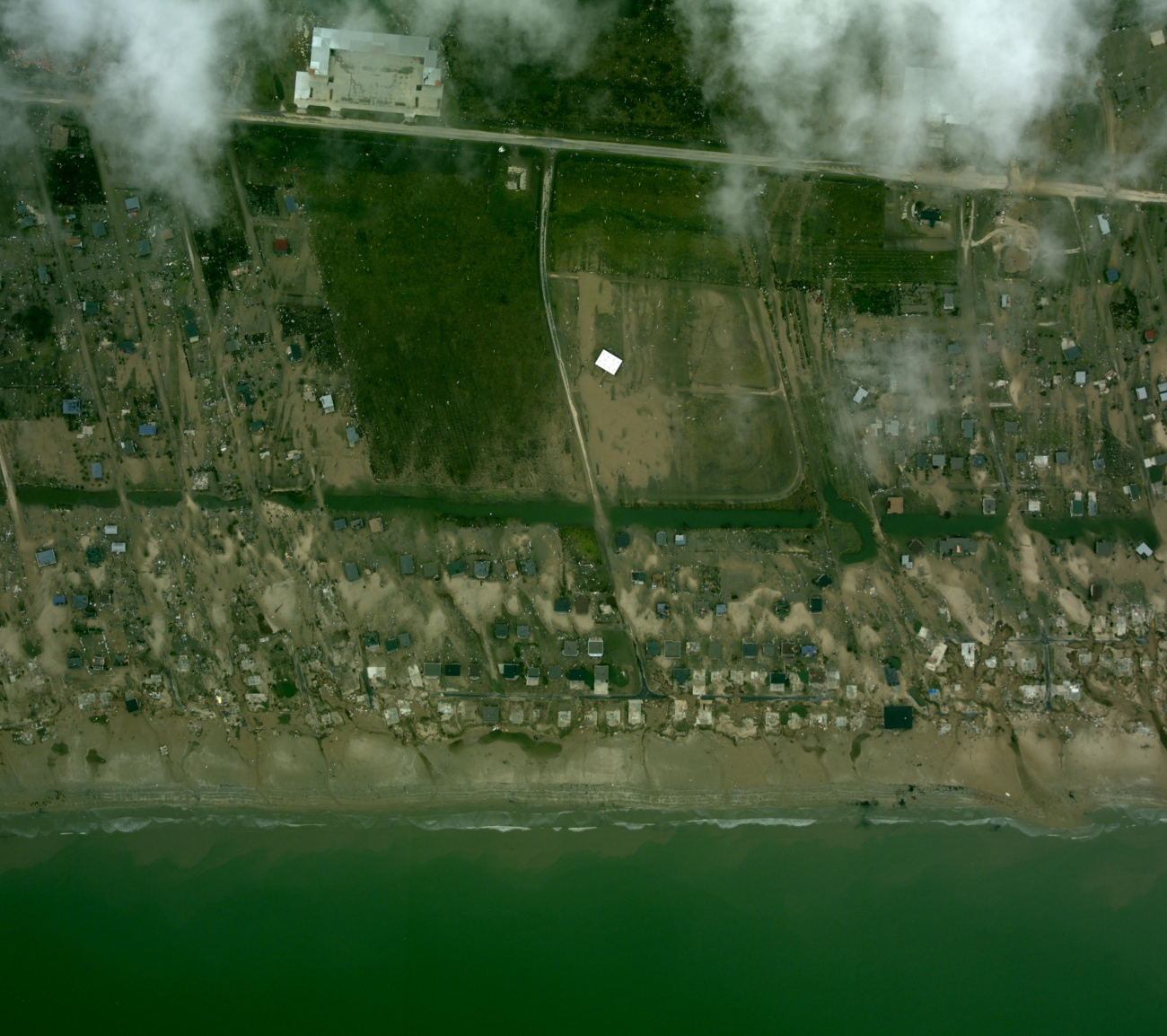 Aerial photograph geo-C25883805 of Texas coast following landfall of HurricaneIke