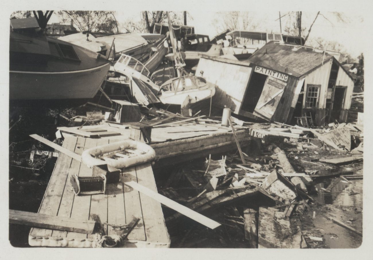 The waterfront of Pawtuxet Cove was devastated by the storm surge of theNew England Hurricane of 1938