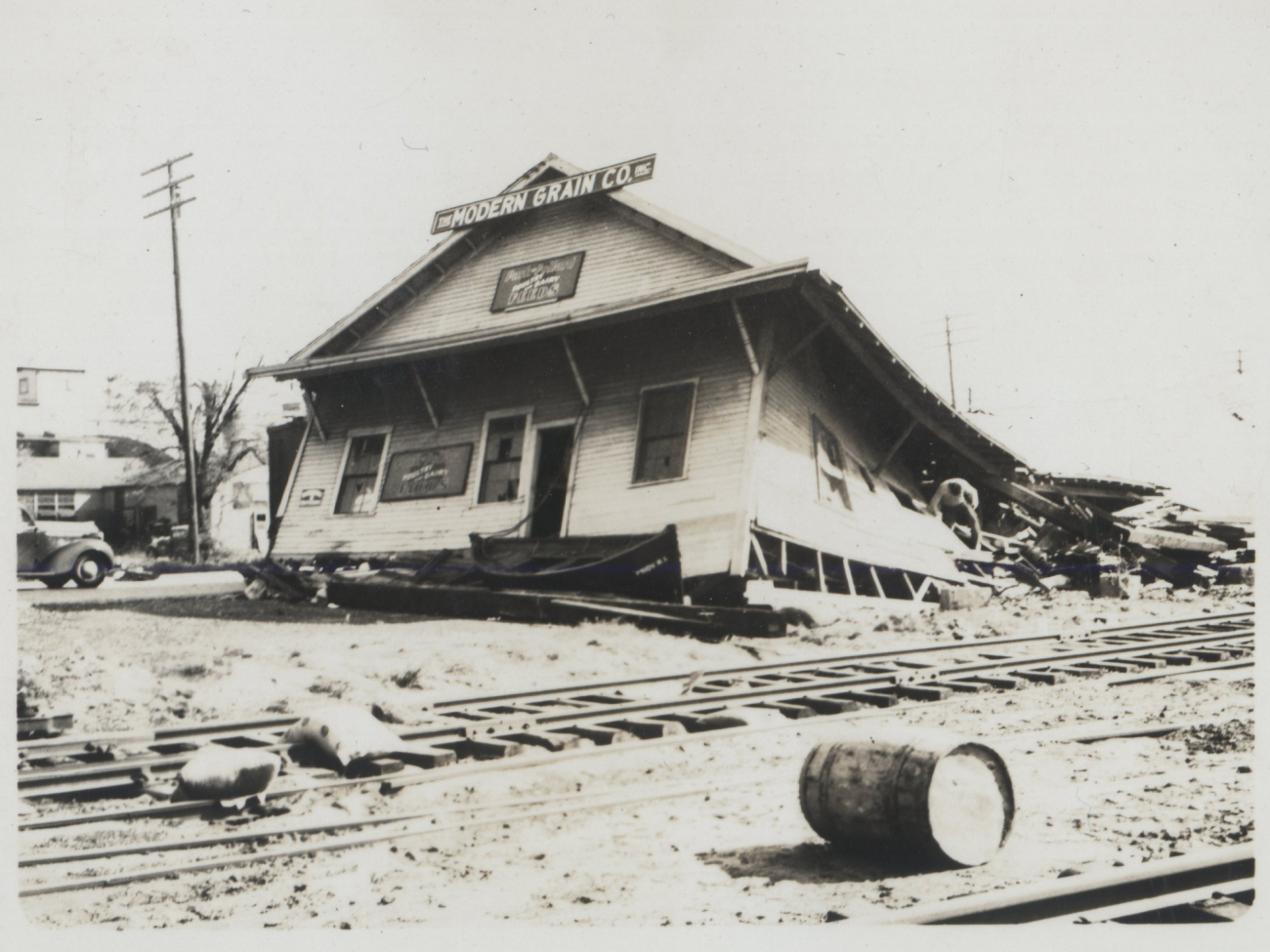 The Modern Grain Company building at India Point in the upper reaches ofNarragansett Bay was destroyed by the storm surge