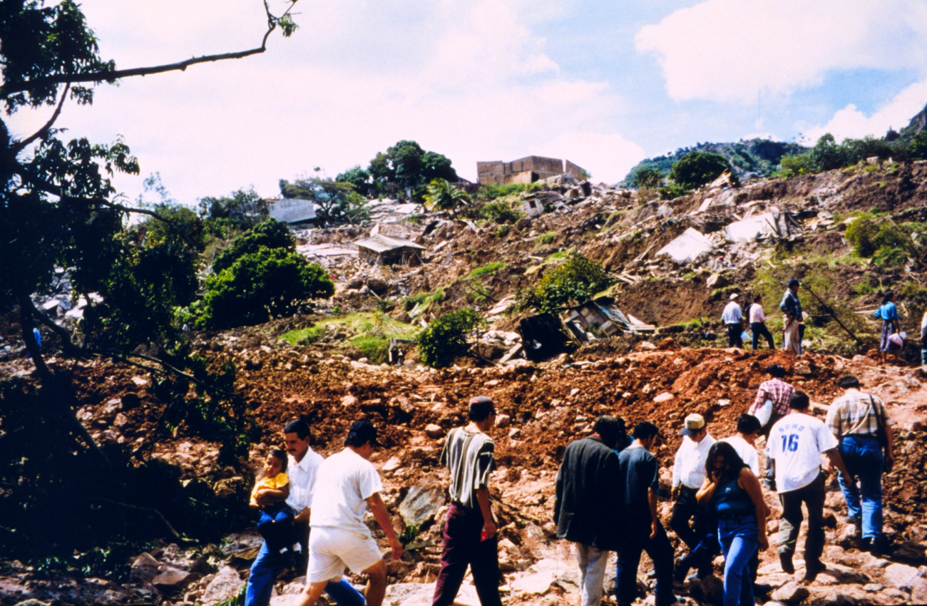 Landslide damage in the aftermath of Hurricane Mitch