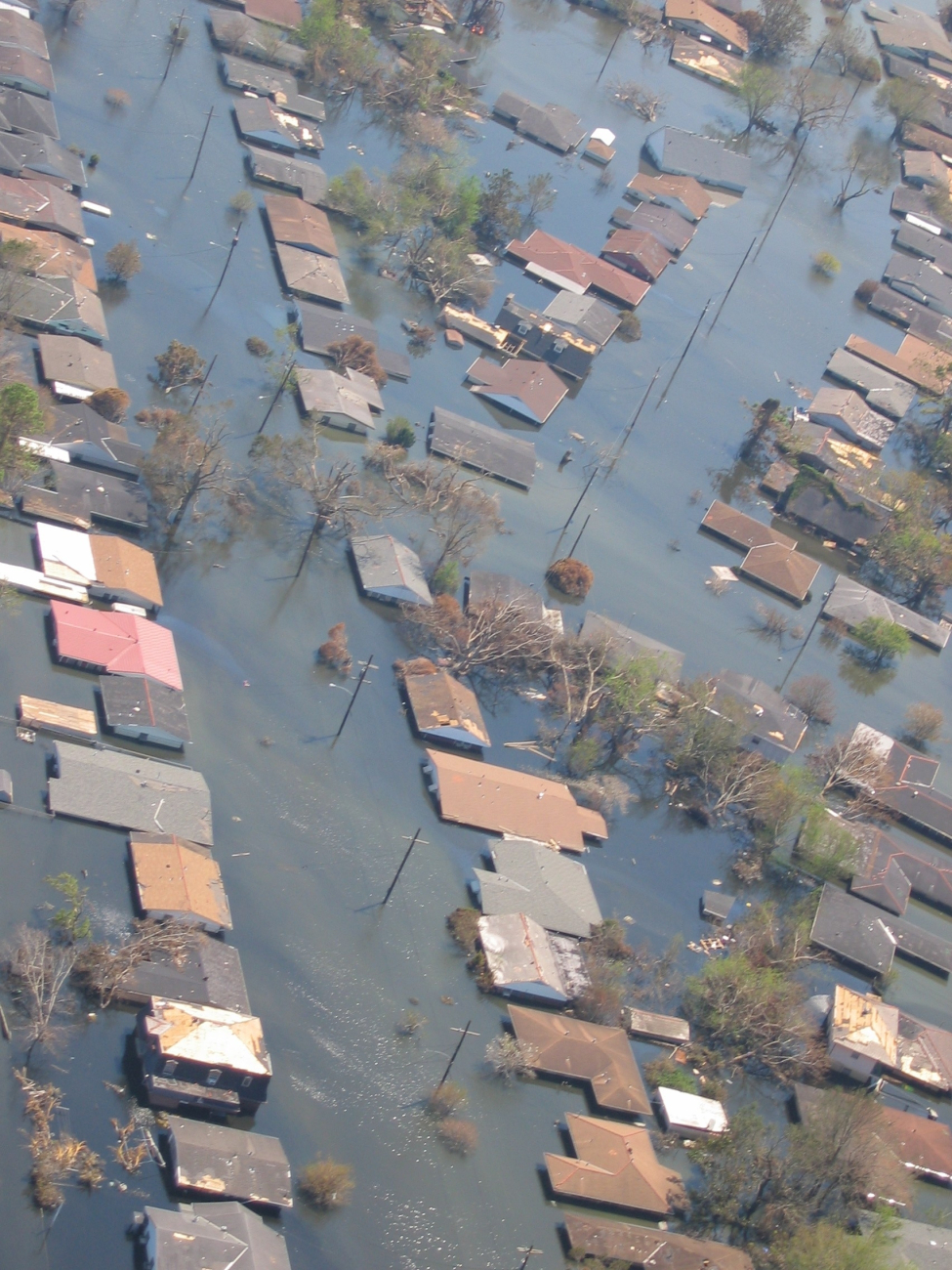 Views of inundated areas in New Orleans following breaking of the leveessurrounding the city as the result of Hurricane Katrina