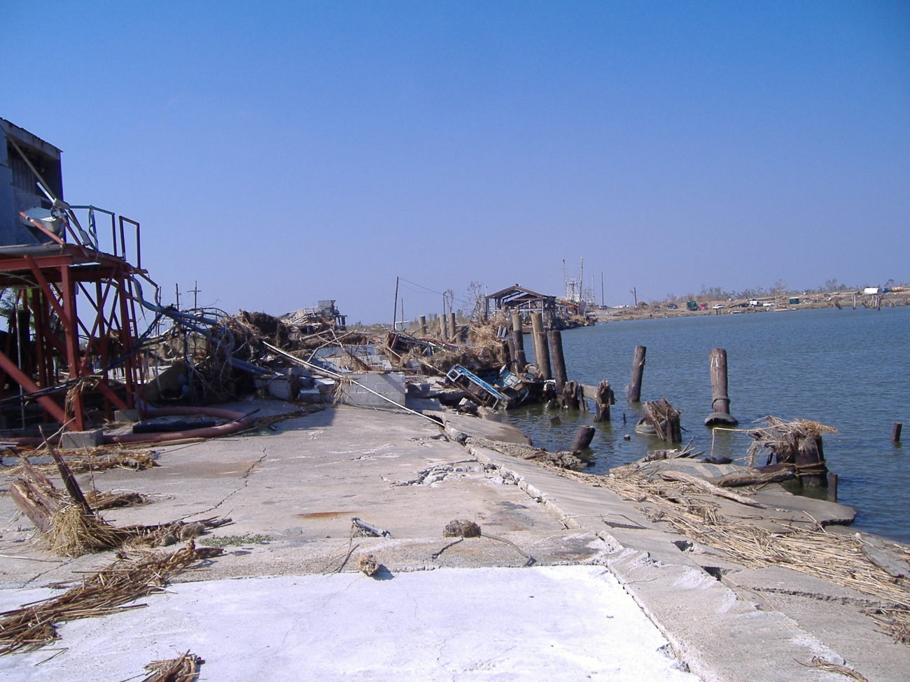 Piers, ice plant and even the concrete foundation destroyed by Katrina