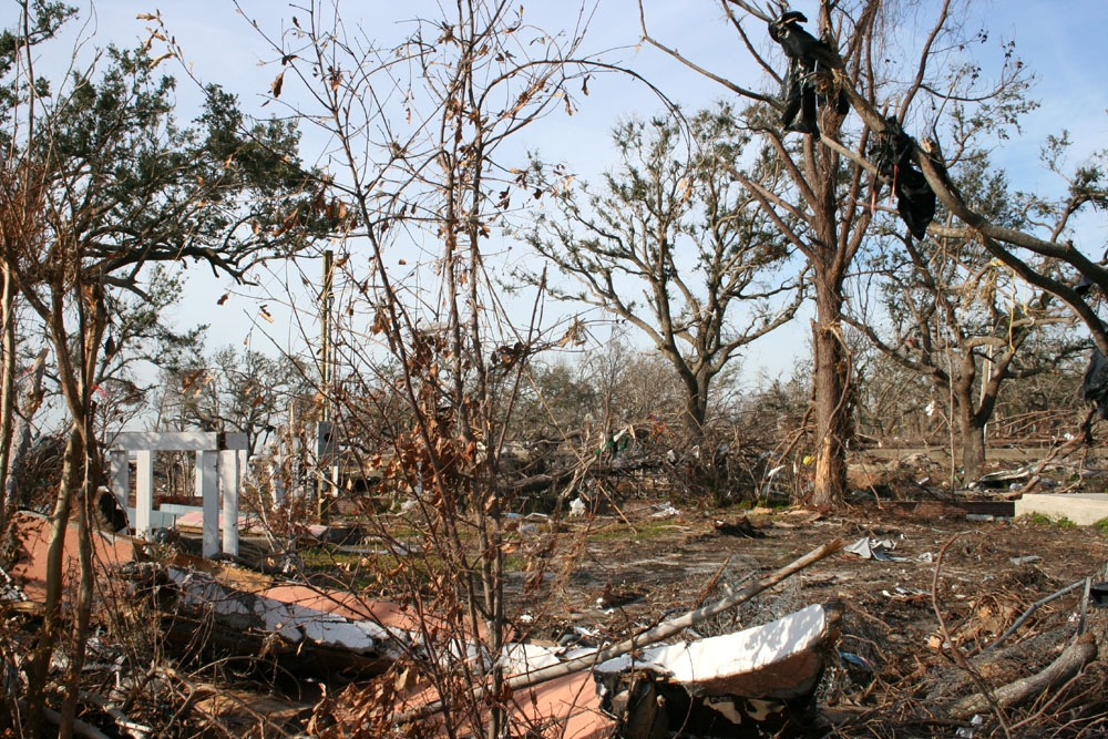 Utter devastation following passage of Hurricane Katrina