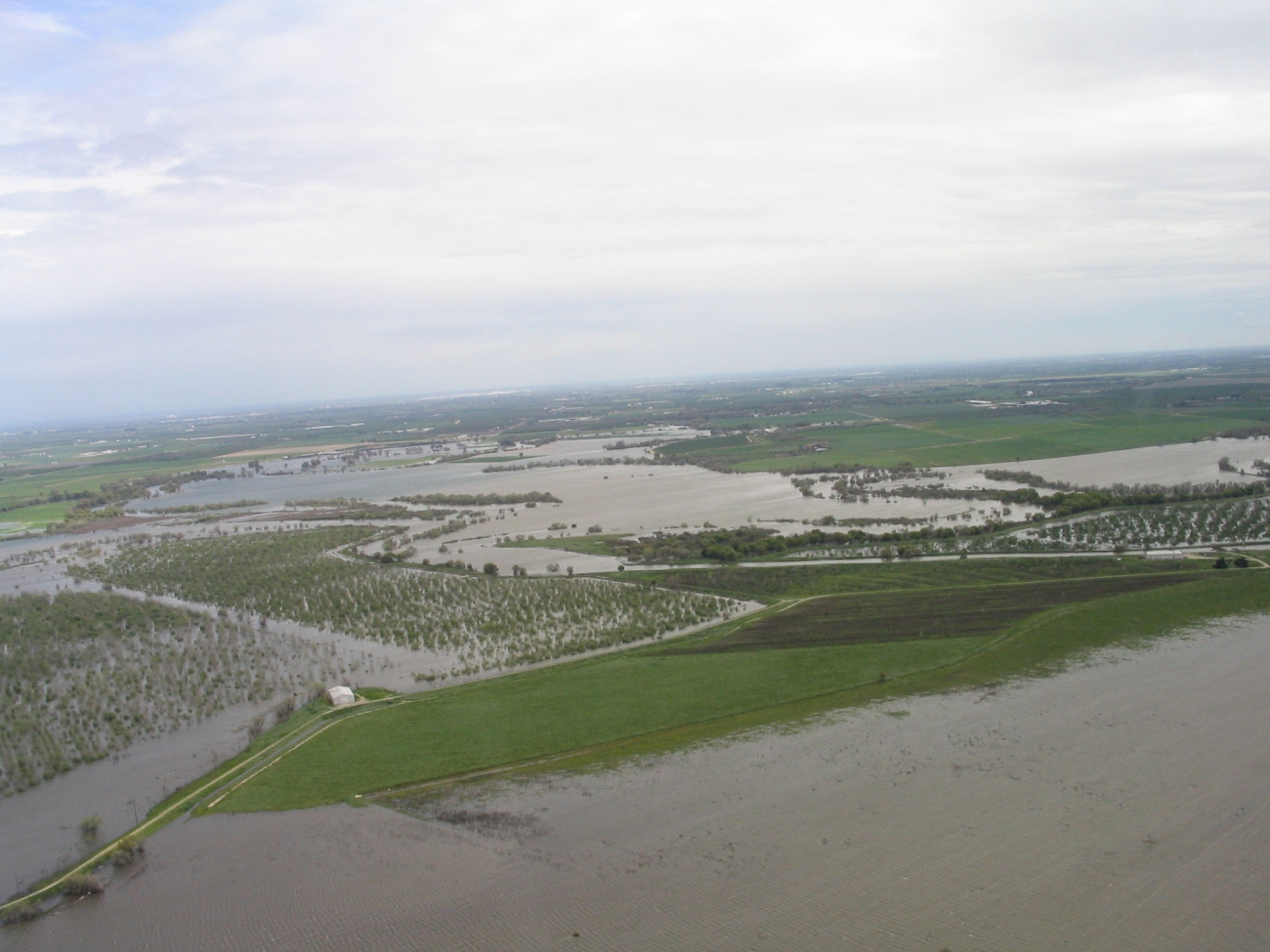 Flooding of farmlands along the San Joaquin River