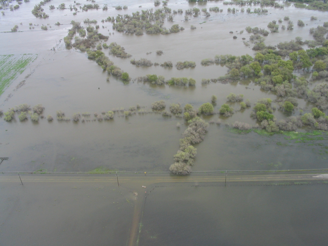Flooding of farmlands along the San Joaquin River