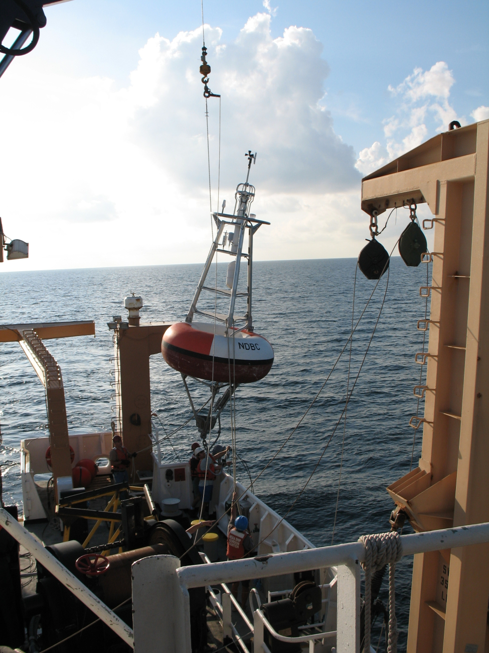 TAO Buoy Array deployment, mooring sequence in the deep sea on theNOAA Ship GORDON GUNTER
