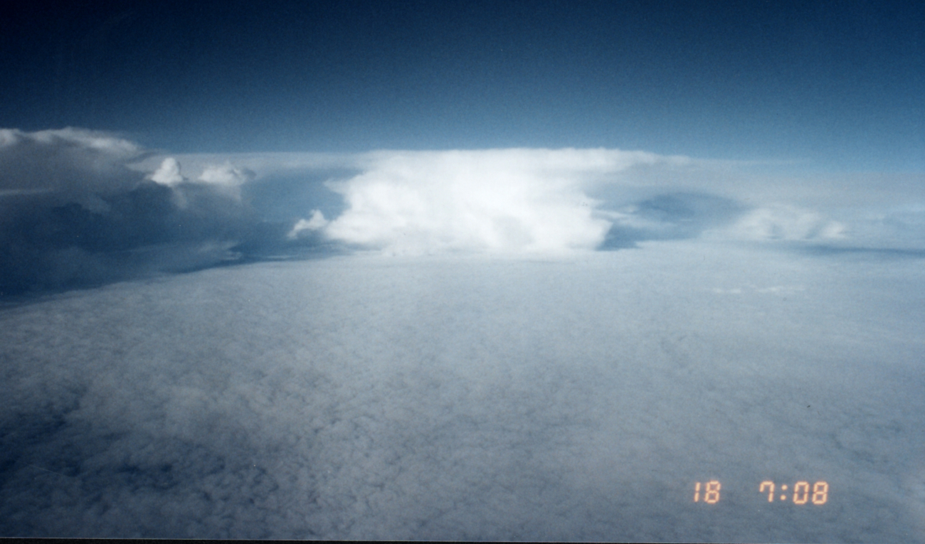 Line of huge cumulonimbus clouds