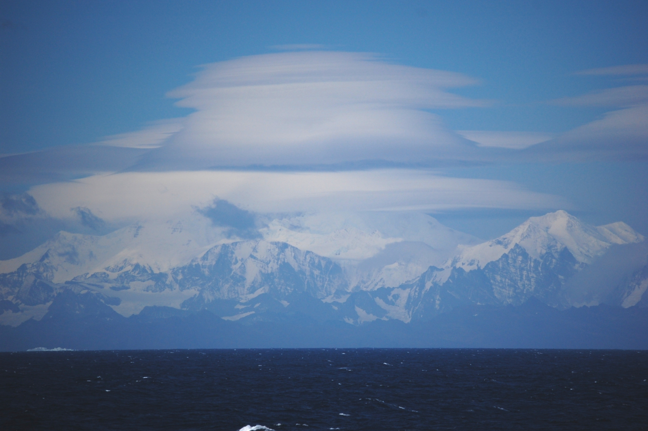Lenticular clouds over the South Georgia Island