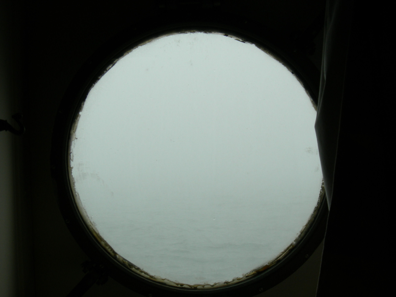 The view from the porthole - fog on Chesapeake Bay