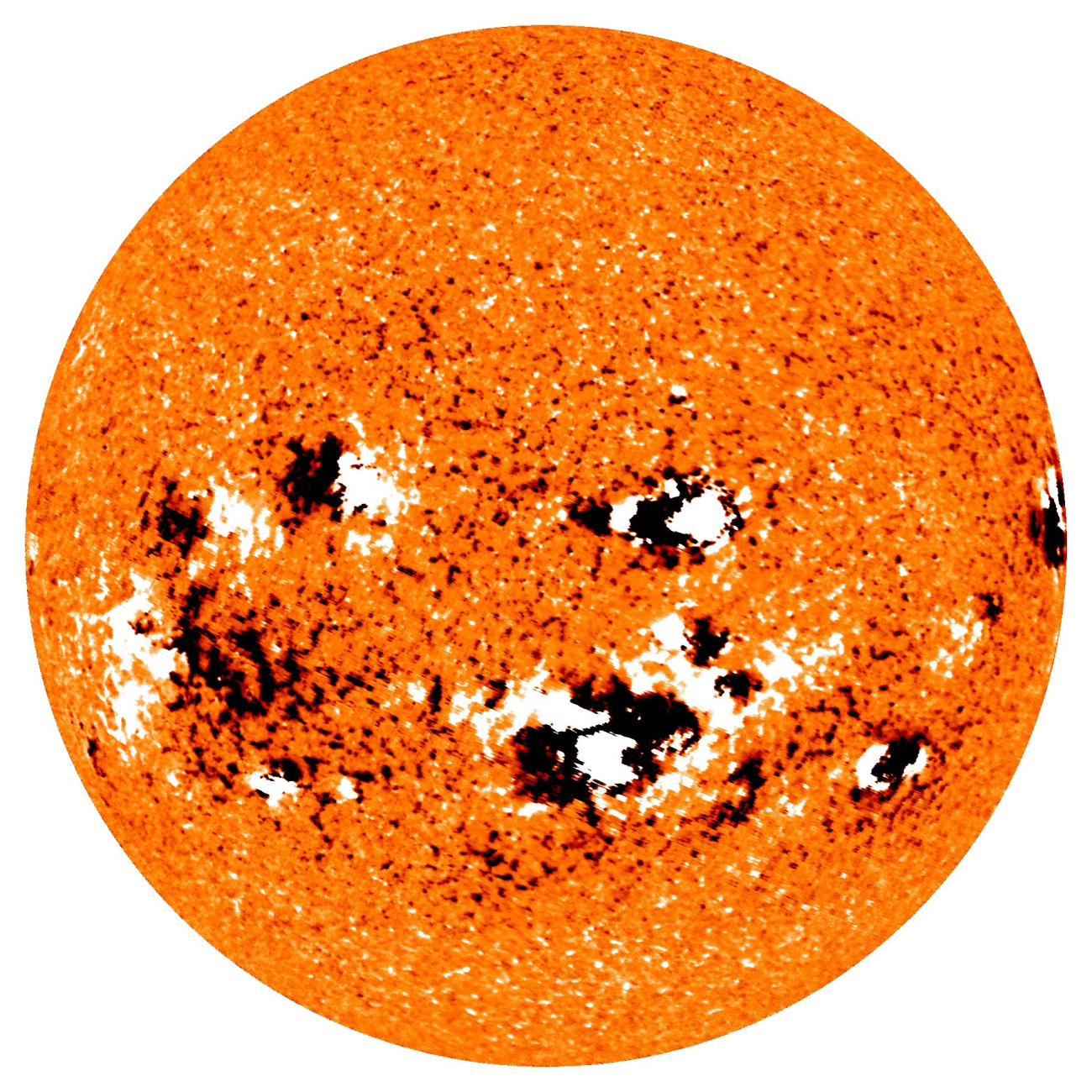 Image of solar storm activity on surface of sun