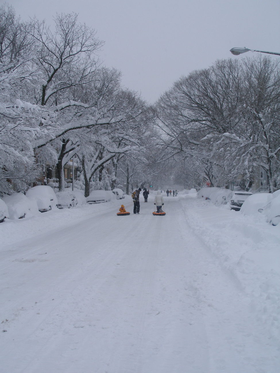 A street scene following second major snowstorm of 2009/2010 season