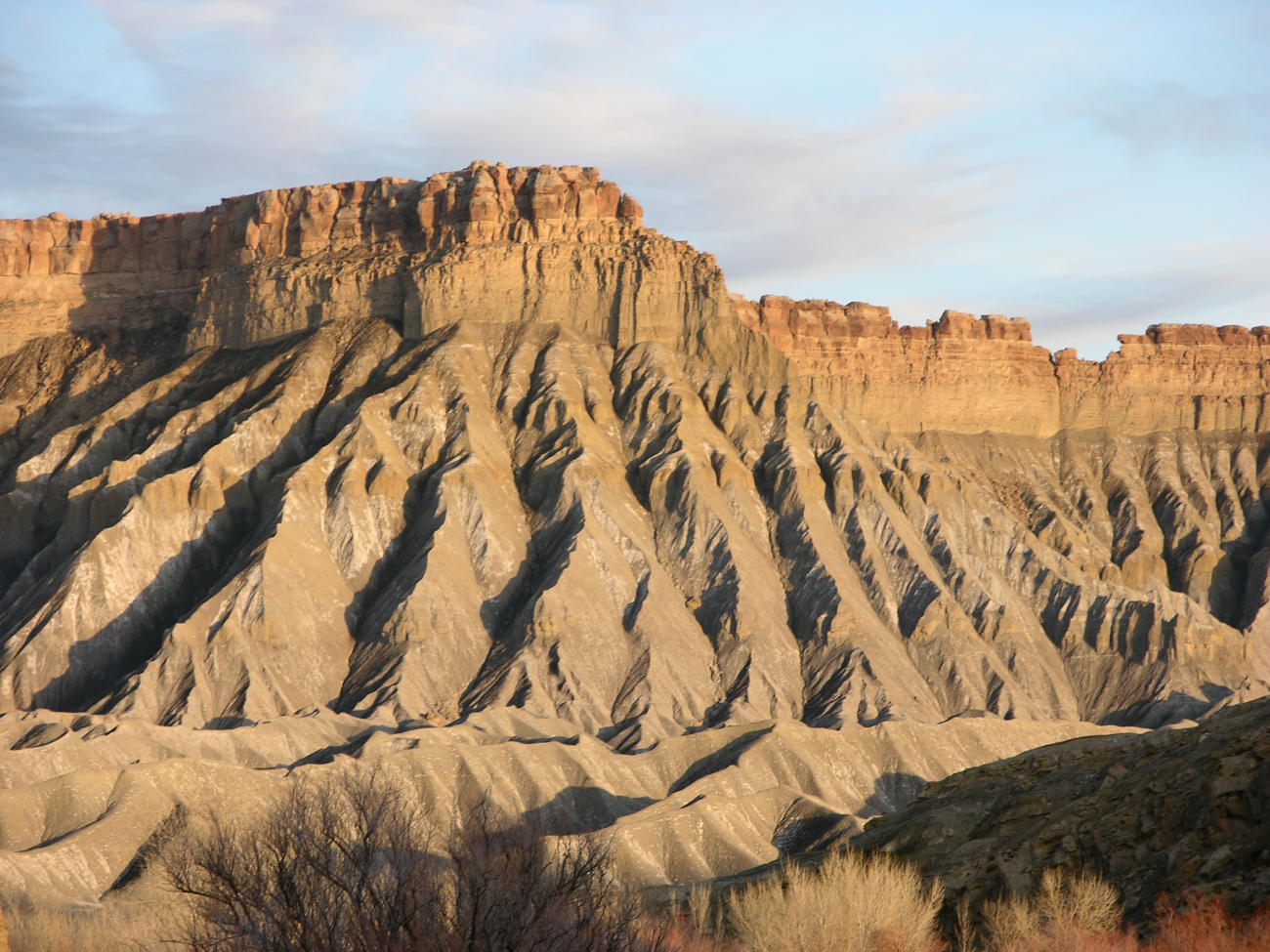 Classic series of gullies formed from water erosion
